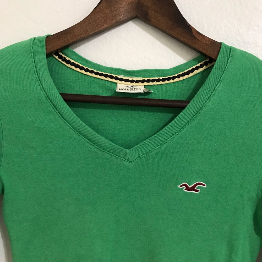 Hollister Girls S Green V-neckline Long Sleeves Pullover Top Blouse - Picture 3 of 14